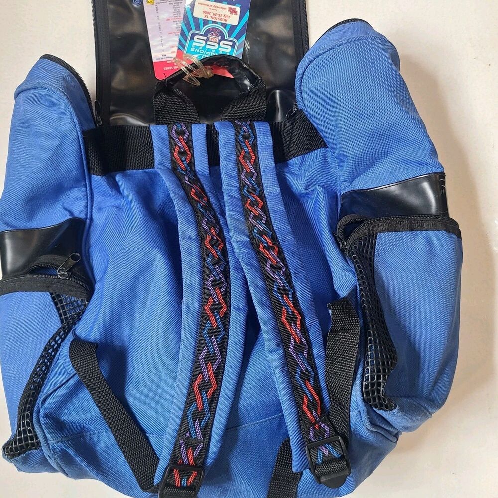 Vintage Y2K Speedo Large Blue Backpack Book Bag Swim Bag Sports Tribal Straps - Picture 4 of 8